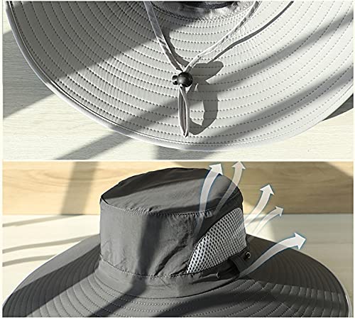 Leotruny Men Wide Brim Sun Hats UPF50+ Waterproof Breathable Bucket Hat for Fishing, Hiking, Camping - color: C07-khaki Ink