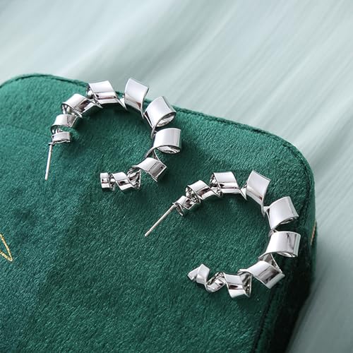 Large Hoop Earrings Lightweight Chunky Earrings for Women Chunky Earrings Big Hoop Earrings for Wedding - style: Dangle-Silver-01