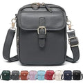 Leather Crossbody Bag for Women,Anti-Theft Messenger Bag with Large Capacity,Built-in Purse Card Slots Shoulder Sling Bag - color: Grey