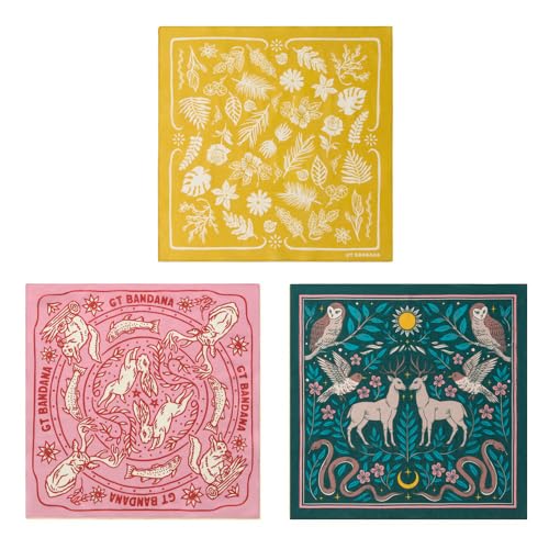 22"x22" Multi-Purpose 100% Cotton Bandana Face Mask(3-Pack) - color: Wilderness Assorted