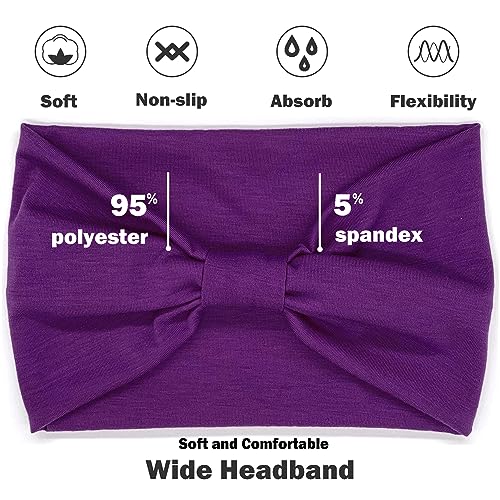 IVARYSS Wide Headbands for Women, Cute Bright Knotted Head Wraps Turbans, Large African Style Head Bands Hair Accessories, 6 Pack - color: Bright Color