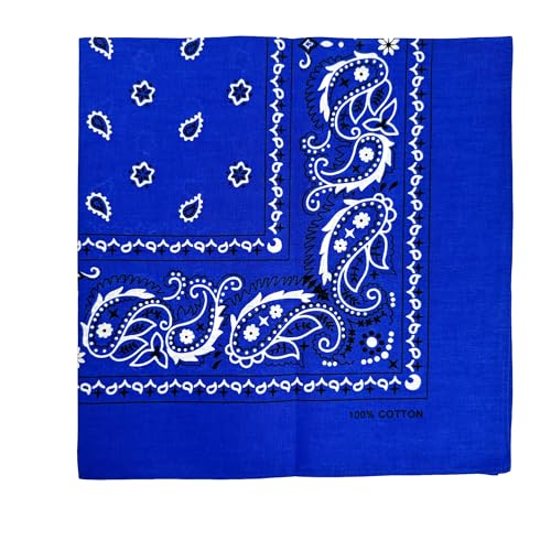 Vamqor 100% Cotton 10 Pack Fine Bandanas - color: Royal Blue