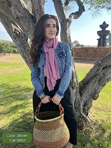 Humble Hilo Womens Woven Bohemian Style Gauze Scarf,Shawl, Head Wrap Fringed Edge Lightweight, Long Folds Small - color: Dusty Pink