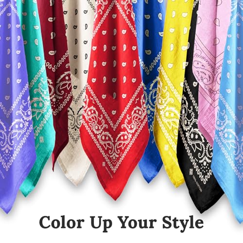 ZENO 100% Cotton & Natural Fibers Bandana Scarf - Soft, Durable, Machine Washable – Unisex for Men & Women - color: White Single