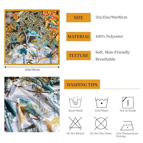 QIUTIMIY 35"x35" Like Silk Head Scarf for Women Satin Feel Large Square Scarf for Hair Wrapping and Sleeping Fashion Bandana - color: (90cm)square Scarf 1