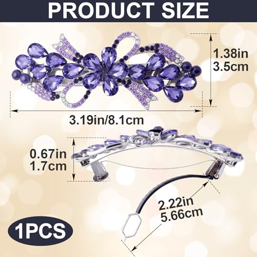 Joez Wonderful Rhinestone Hair Clip Sparkly Crystal Barrettes French Wedding Prom Engagement Pageant First Communion Hair Decorative Accessories for Women Long Hair (Bow Purple, 1 Pcs) - color: Rhinestone Butterfly Purple