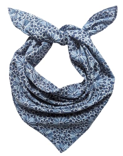 AVKA Studio 100% Cotton Bandanas for Women & Men, 2 Pack 20x20 Inch, 22x22 inch Hand Printed, Lightweight Cotton Handkerchief - color: Deep Blue, size: 22 x 22 Inches Large