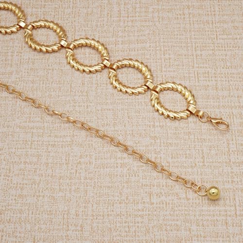 Women's Chain Belt Metal Waist Belt Chunky Belly Link Belt - color: Circle Gold, size: M: 47.2 in