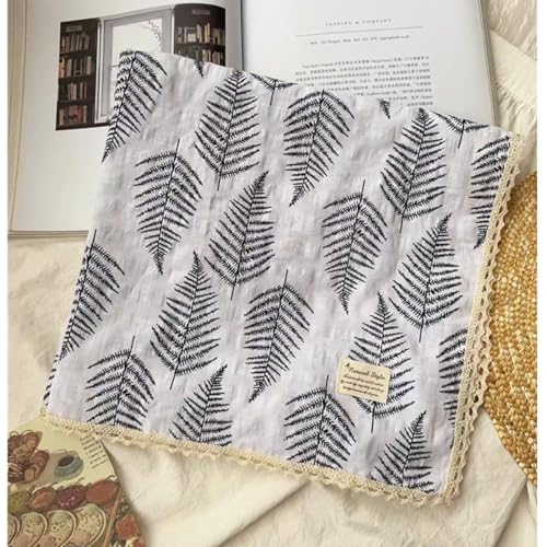 Soft Cotton Like Lace Bandana Headband, Head Wrap, Protective Coverage, Hair Neck Scarf for Women 24 x 24 inch - color: Cas020 - Asparagus Fern W