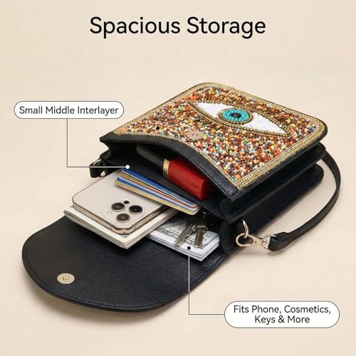 Small Crossbody Bags for Women Designer Cell Phone Bag Boho Shoulder Wallet Purse - color: Colorful