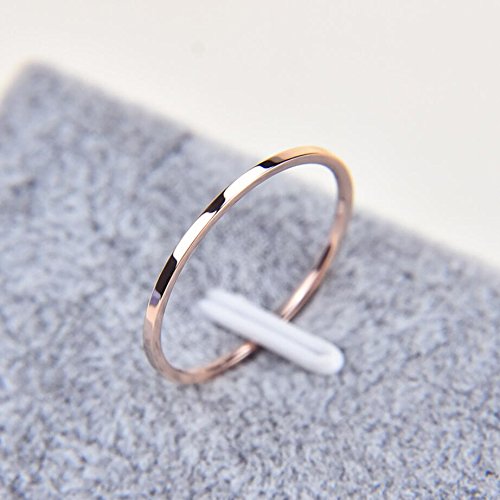3pcs 1mm Stainless Steel Plain Band Knuckle Stacking Midi Rings for Women Comfort Fit - color: 3pcs Rose-gold (Flat)