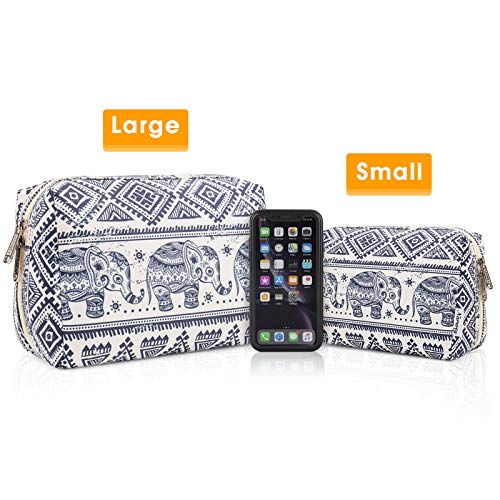 Narwey Cute Makeup Bag Travel Cosmetic Bag Organizer Toiletry Bag Make Up Bags with Compartments for Women Girls (Large, Elephant) - color: Elephant, style: Large