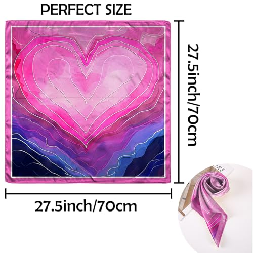 Scarf Silk Feeling Square Satin Head Hair Scarf Wrap 27.5 Inches Headwear Aesthetic Cute Decoration Women Girls - color: V-23-pink