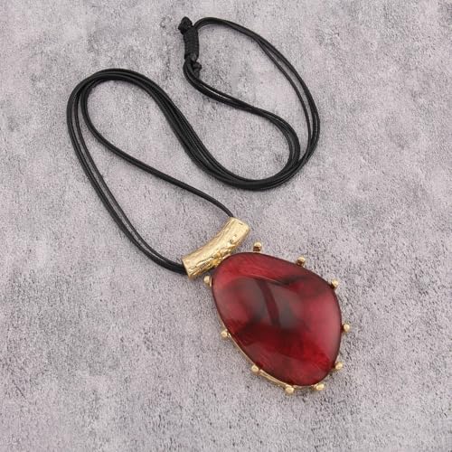 Leather Necklace for Women Large Pendant Hippie Choker Necklace Vintage Sweater Necklace Chunky Boho Necklaces for Women - style: Leather Vintage Necklace