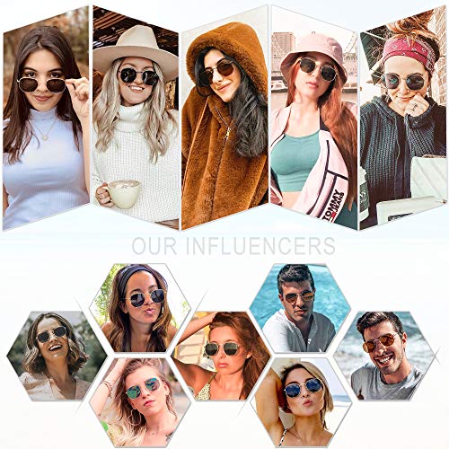 SOJOS Square Polarized Sunglasses for Women Men Small Hexagonal Polygon Shades SJ1072 - color: Golden