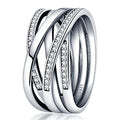 KUNSIR 925 Sterling Silver Rings Classic Cubic Zirconia Eternity Promise Statement Anniversary Wedding Bands Engagement Rings for Women Infinity Forever Love Ring Size 7-9 - style: Bright Polished Line Ring