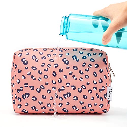 Narwey Cute Cheetah Makeup Bag Travel Cosmetic Bag Organizer Toiletry Bag Make Up Bags with Compartments for Women Girls (Large, Leopard) - color: Leopard, style: Large