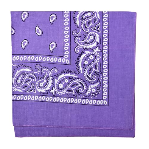Motique Accessories 22 Inch Cotton Paisley Bandana - color: Light Purple