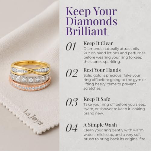 La Joya Lab Grown Diamond Band Ring | 1/10-1 1/2 CT. TW. Vintage Inspired Womens Wedding Band | Solid White, Yellow or Rose Gold | Versatile Promise & Anniversary Ring | Certified by Gemmologist - color: Yellow Gold, size: 6.5