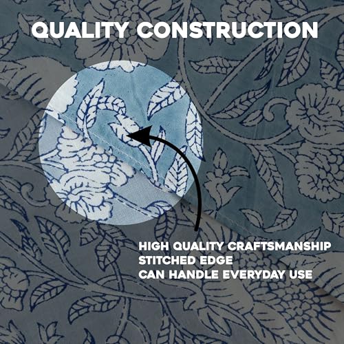 AVKA Studio 100% Cotton Bandanas for Women & Men, 2 Pack 20x20 Inch, 22x22 inch Hand Printed, Lightweight Cotton Handkerchief - color: Grayish Blue, size: 22 x 22 Inches Large