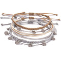 FANCY SHINY String Ankle Bracelets Waterproof Rope Anklets Braided Beach Boho Coin Anklets Cute Friendship Foot Jewelry for Women - style: Sand/Grey