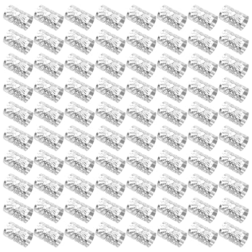 80 PCS Silver Dreadlock Beads Hair Jewelry Braids Accessories for Goddess Locs Crochet Passion Twist Hair Rings Soft Metal Adjustable Braiding Cuffs (80Pcs, Silver) - color: Silver, size: 1 Count (Pack of 80)