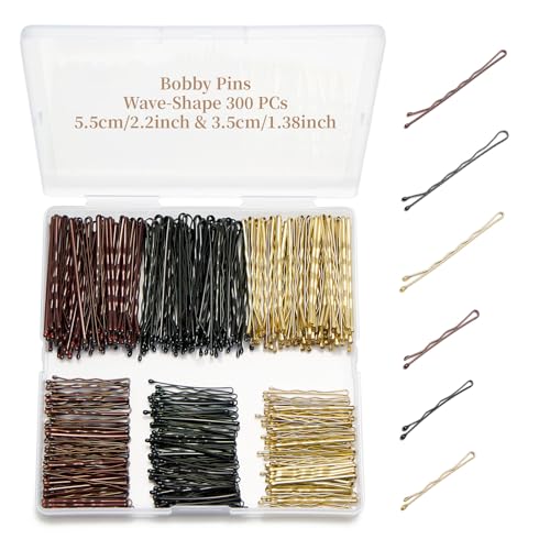 QIUTIMIY 300 Pcs 1.38 & 2.2 Inch Wave-Shaped Bobby Pins Mix Metal Hair Pins Hair Accessories for Women Stylists Hair Sticks Girl - color: Multi-colored, size: Wave-Multi