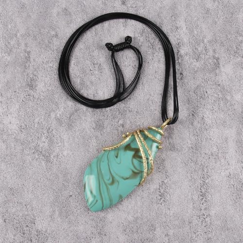 Leather Necklace for Women Large Pendant Hippie Choker Necklace Vintage Sweater Necklace Chunky Boho Necklaces for Women - style: Bohemian Style Necklaces