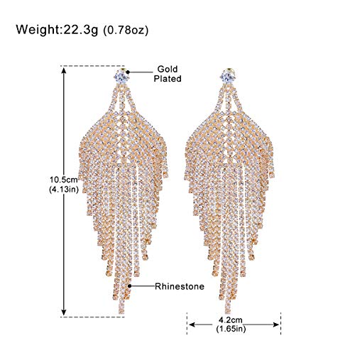 Silver Rhinestone Crystal Bridal Chandelier Long Tassels Dangle Earrings for Wedding - color: A-3