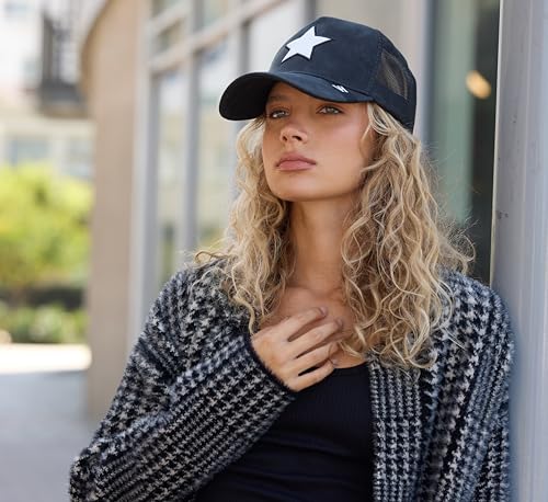VINTAGE HAVANA Trucker Hats Women | Mesh Adjustable Snapback Hat | Men & Women Cute Trendy Fashion Baseball Cap - color: Black/White