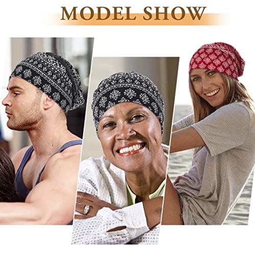 Bohend Bohemian Beanie Hats Headwear Cap Stretch Non Slip Bandanas Sleep Turbans Hats for Women Men Close top Head Covering - style: Cashew Flower Style