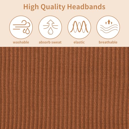 8 Packs Knitted Thick Headbands for Women Fashion Wide Hairbands Non Slip Boho Head Bands Workout Outdoor Yoga Sports Hair band Hair Accessories - color: muti-color-3