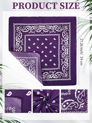 Unittype 48 Pieces Paisley Bandana Novelty Unisex Cowboy Headband Sports Bandannas Scarf Outdoor for Western Party Costume - color: Teal,green,orange,yellow,hot Pink,purple, style: Classic