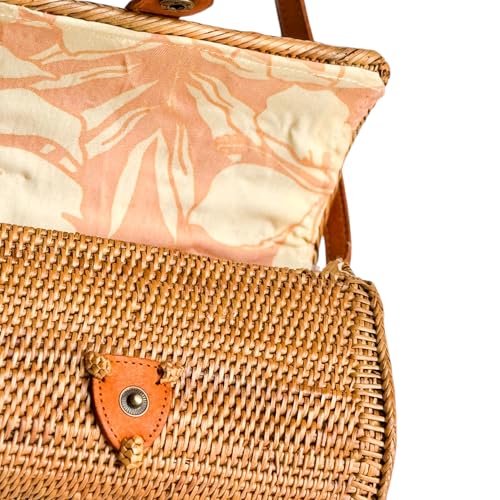 Utama Rattan Bag - Handmade Wicker Woven Purse - Ata, Woven, Straw, Bags - Circle, Square, Oval, Trapezoid Straw Boho Bags - color: Small Oval