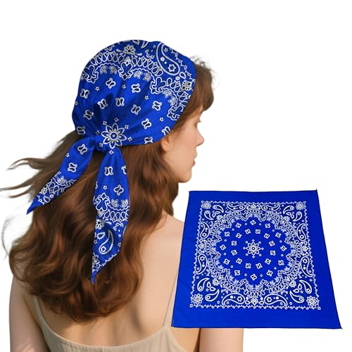 Bandana Single Pack Soft Thin 27 inch Cotton Paisley Extra Large Headwear - color: Royal Blue