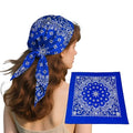 Bandana Single Pack Soft Thin 27 inch Cotton Paisley Extra Large Headwear - color: Royal Blue