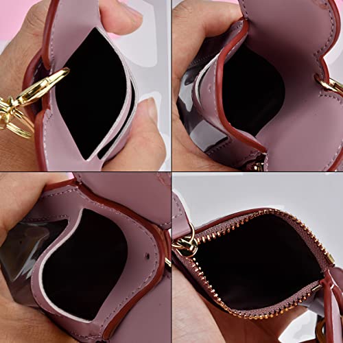 BUUFAN Chic Cute Travel PU Leather Student ID Card Holder Lanyard Neck Pouch Bag With Coin Wallet Purse for Students Women Kids Teens Girls (Purple) - color: Purple