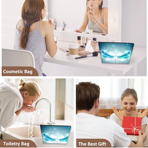 Blue Glowing Dragonfly Cosmetic Bag Abstract Makeup Bags,Travel Make up Bags for Women Girls Cute Zipper Pouch Toiletry Organizer Bag Travel Essentials - color: Blue Glowing Dragonfly