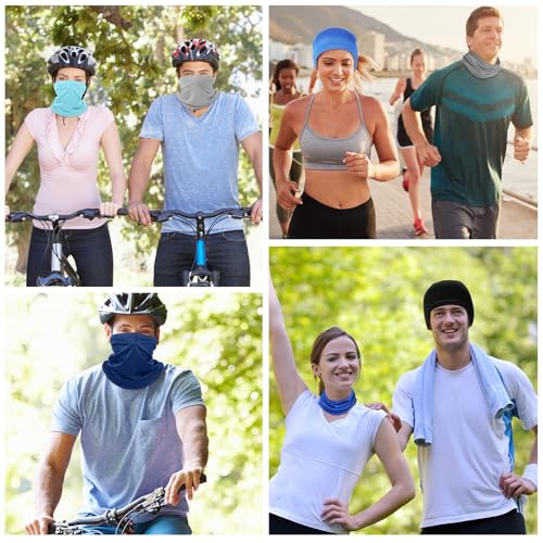 Geyoga 6 Pieces Summer UV Protection Cooling Neck Gaiter Face Clothing Neck Gaiter Mask Scarf Sunscreen Breathable Bandana - color: Blue