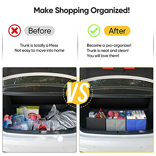 BALEINE 3Pk Reusable Grocery Bags, Foldable Shopping Bags for Groceries with Reinforced Bottom & Handles (Gray) - color: Gray, size: 3 Pack
