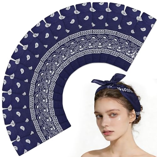 Morcheiong 8/16 Pcs Bandanas Paisley Bandana Head Scarf Headband Handkerchiefs for Men Women Boy Girls - color: Navy Blue