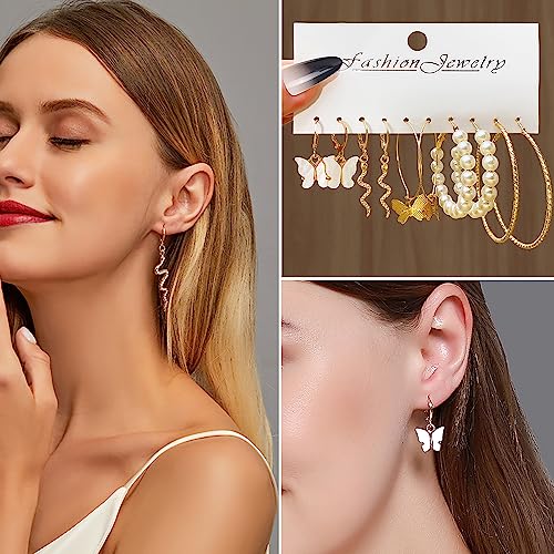 KISS WIFE Golden Jewelry Set for Women with Multi Layered Necklaces, Stackable Bracelets, Knuckle Rings, Hoop Earrings, Fashion Outfit Accessories Jewelry Packs Gifts for Women - style: Style 1