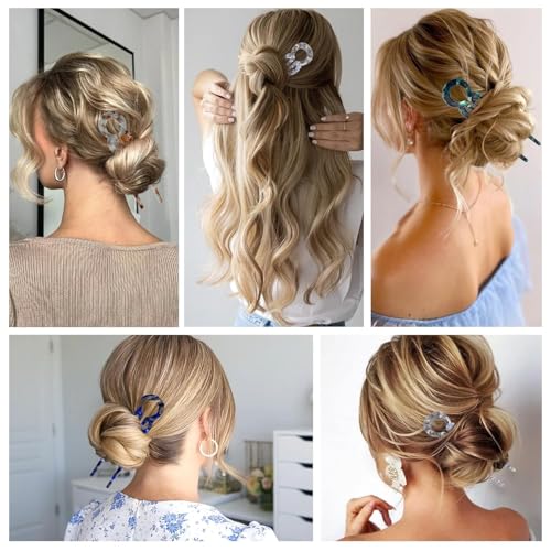 Prestige Hair Pins, 6PCS French Hair Pin for Women Girls, Double-Notch Locking Mechanism Anti-Loosening Hairpins, U-Shaped Hair Styling Pins Strong Hold Hair Fork for All Hair Types Wedding Prom(A) - color: A