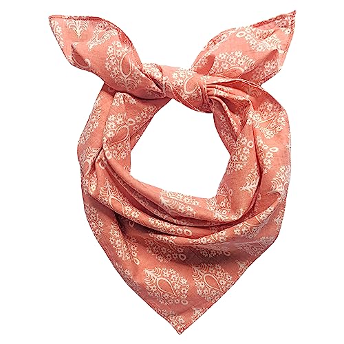 AVKA Studio 100% Cotton Bandanas for Women & Men, 2 Pack 20x20 Inch, 22x22 inch Hand Printed, Lightweight Cotton Handkerchief - color: Light Coral / Peach, size: 20 x 20 Inches