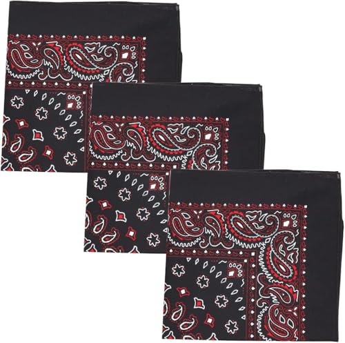 Motique Accessories Two Tone Paisley Bandana - Set of 3 - color: Black