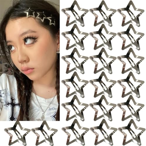 30 PCS Star Hair Clips,20PCS 1.22"Clip and 10 PCS 1.65"Clips Snap Star Hair Accessories Non Slip Clips for Girls Women Y2K Accessories - color: 1.22" 1.65"Silver (30PCS)