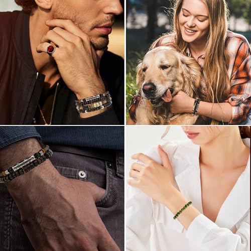 5pcs Wooden Bead Bracelet Set with Charm and Tassel for Men & Women - Stackable Boho Bracelets, Amber Color Scheme Adjustable Bracelet - color: Brown Green