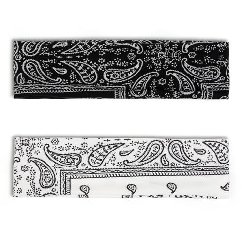 TERSE Paisely Headbands for Women Short Hair Bandana Headbands Non Slip Elastic Sweat Hairbands Soft Fabric Workout Yoga Running Sport Thin Hair Wrap for Girls - color: Headbands Color- Paisely Print Set