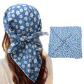 Bandanas for Women Men 21"x21" Floral Headband Scarf Versatile Hair Bandana Square Head Scarf - color: White Flowers in Sky Blue