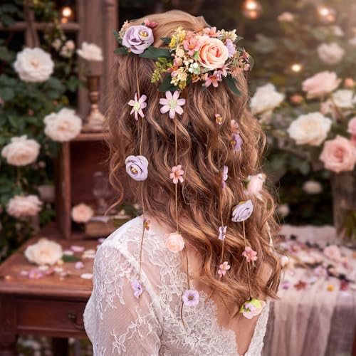 Elegance Bridal Hair Vine Artificial Flower Bridal Headpiece Wedding Hair Accessories Long Vine Wedding Head Piece Accessories - style: Elegance